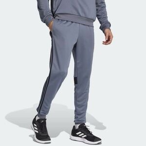 Adidas youth boys' 3-stripe active pants in grey with black stripes size L 14/16